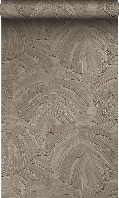 Origin Wallcoverings behang tropische bladeren donker beige - 53 cm x 10.05 m - 348026