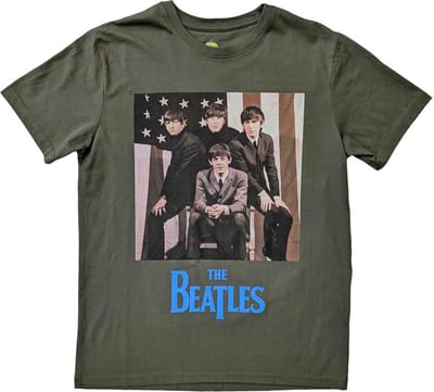 The Beatles - US Flag Photo Heren T-shirt - M - Groen