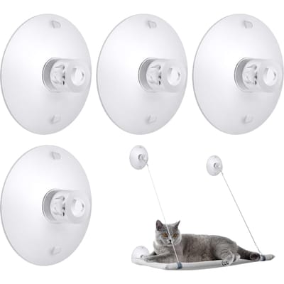 4 Pièces Perchoir de Fenêtre pour Chat Ventouse Puissante Siège Lit de Fenêtre Ventouse de Remplacement Ventouses en PVC Transparent Pour Hamacs de Chat Siège de Fenêtre Perchoir United States white