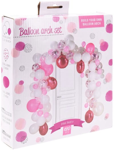 Ballonnenboog set roze 120-delig decoratie feestballonnen.