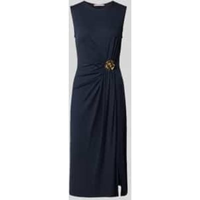 slim fit midi-jurk van viscosemix met rimpelingen
