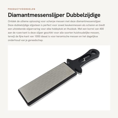Dailygoods- Slijpsteen Dubbelzijdig - Diamantmessenslijper 400/1000 - Multifunctioneel - Handmatig - 280mm x 55mm x 20mm - Geen water of olie nodig - Messenslijper