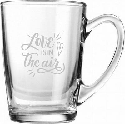 Gegraveerde Theeglas 32cl Love is in the air - valentijnsdag - valentijn