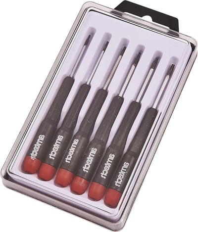 Precisie Schroevendraaierset - Torx Bits - Fijn Mechanisch Werk - Gehard Stalen Bladen - 6 Delig - Zwart