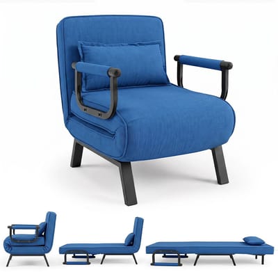 Slaapbank - Uitklapbaar - Slaapstoel - Logeerbed - Zetelbed - Slaapfauteuil - Vouwbed - 1 persoons - Zeer comfortabel - Blauw of Lichtgrijs