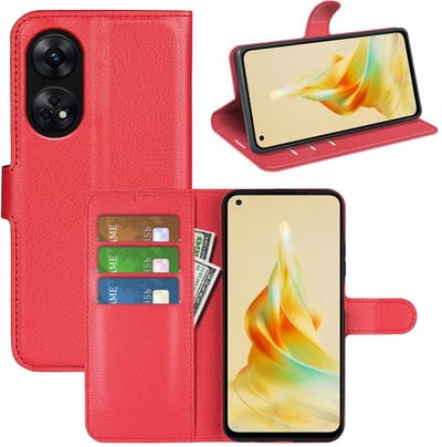 MobyDefend Hoesje - Geschikt voor Oppo Reno8 T - Kunstleren Wallet Book Case (Sluiting Voorkant) - Rood