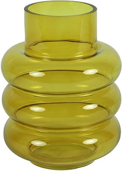 Countryfield Vaas Nikky glas L17B17H22,5CM mosterdgeel