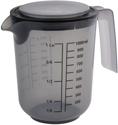 APS Maatbeker - Maatkan met Afdekdeksel - Vaatwasserbestendig - Grijs - Ø 12,5 cm - 1 Liter