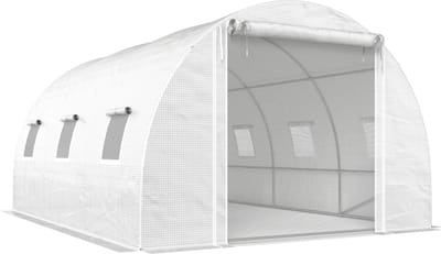 REDOM - Foliekas - Versterkt Frame Met Netdeur En Ramen - Voor Tuin - Polyethyleen - Wit - 396 X 300 X 200 Cm