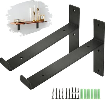 Plankdrager - 2x Industriële Plankdragers L-Vorm 20cm - Mat Zwart Metaal - incl. Bevestigingsmateriaal