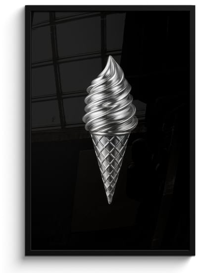 Poster in lijst - Fotolijst 60x90 cm - Posters - Softijs - Realistisch - Futuristisch - Posterlijst zwart - Decoratie - Wanddecoratie woonkamer - Muurdecoratie slaapkamer