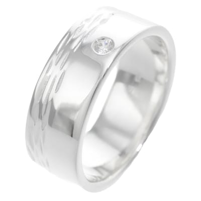 Behave – 925 sterling zilveren ring – Zilver – Handgemaakt – Dames – 8 mm breed – Reliëf – Zirconia