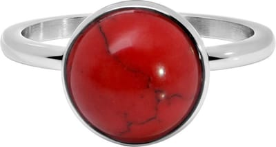Quiges Stapelring Dames - Vulring Rood Steen - RVS Zilverkleurig - Maat 19 - Hoogte 2mm