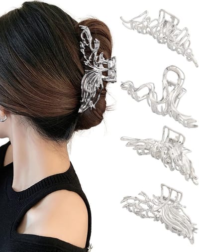 Metalen Haarclips - Stijlvolle Accessoires - Dagelijkse Styling - Onregelmatig Lijnontwerp - 4 Stuks - Metaal Mix