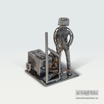 Lasser met lasapparaat - Beroepen beeldje - Metaaltechniek - Jubileum lasser - Cadeau - Miniatuur lasser