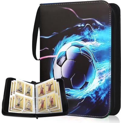 Trading Album voor Voetbalkaarten - 50 Pagina's - Capaciteit 400 Kaarten - PU Leer - Waterproof Verzamelalbum - Voetbalkaarten met Rits voor Opslag