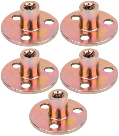 Allecto - 5-delige Flensmoer Set - Gegalvaniseerde T-moeren - Ronde Basis - Duurzaam - M6/M8/M10 - Bevestigingsmateriaal - Geschikt voor Meubels - ...