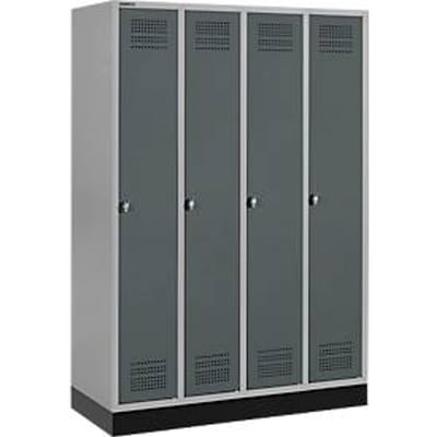 Schäfer Shop Genius Kledinglocker met fitting, 4 compartimenten, draaigrendelslot, blank aluminium/antraciet