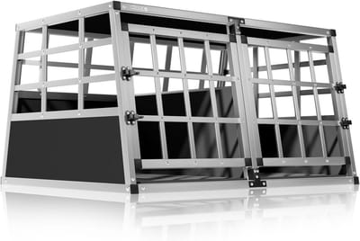 dog transport box XL - Aluminium - lockable - 98x70x51 cm - car - dog