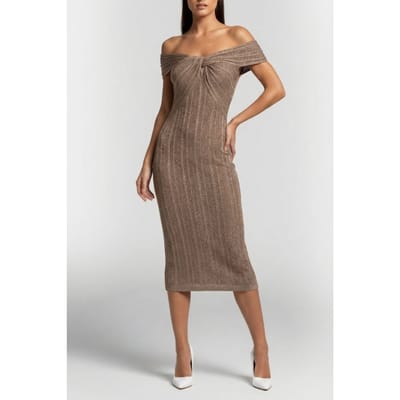 GUESS Marciano By  Gia Ribbed Sweater Dress Natural Almond Größe: 36 | Midikleider Outlet | Damen | Braun