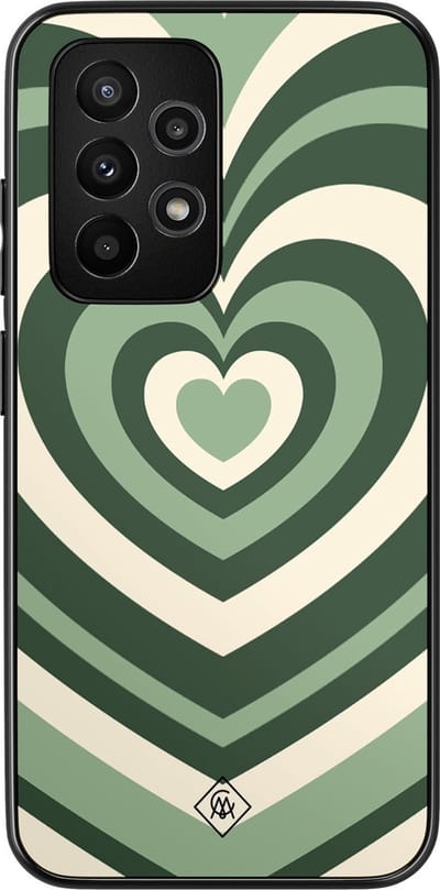 Casimoda® hoesje - Geschikt voor Samsung Galaxy A52 5G - Hart Swirl Groen - Zwart TPU Backcover - Geometrisch patroon - Groen