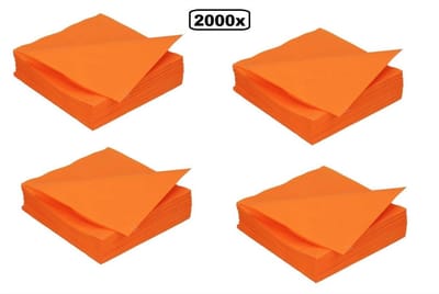 2000x Servet 33cm 2 laags oranje - servetten diner cocktail 100% biologisch afbreekbaar festival thema feest restaurant party