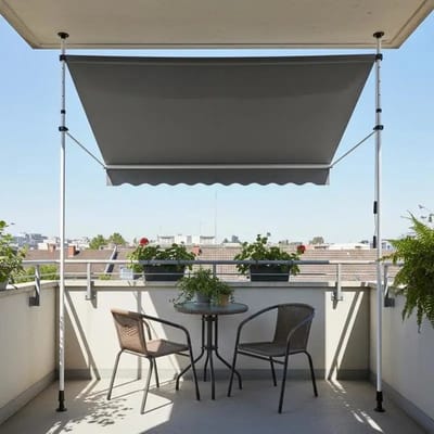 Dailygoods 200 cm brede klemscherm zonder boren UV-bestendig balkonscherm In hoogte verstelbaar scherm Grijs - AliExpres