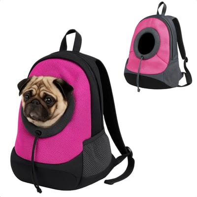 Lomera Honden Draagtas - Hondenrugzak - Dierendraagtas - Honden Reistas - Polyester Materiaal - Maximaal 10 Kg - Draagtas voor Kleine Honden - Huisdieren Draagtas - Hondenrugzak Roze - Lichtgewicht Honden Draagtas