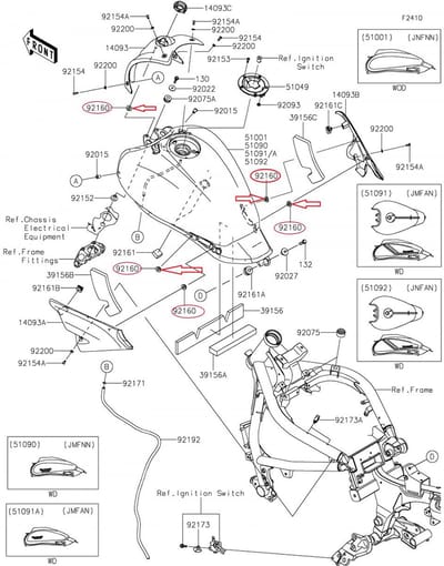 Silentbloc origine pour moto Kawasaki 1400 GTR 2008 à 2009 92160-1613 Neuf