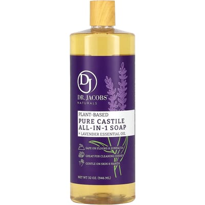 Dr. Jacobs Naturals, Botanical Pure Castile All-in-One Soap, Lavender Essential Oil, 32 oz (946 ml) blue