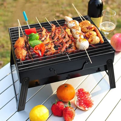 Houtskool BBQ - Barbecue - Inklapbaar - Compact - Barbecue Houtskool - Tafel Grill - Camping - Strand - Festival - Zwart