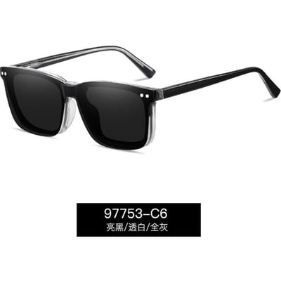 NIEUW Magnetische Clip-on Optische Myopie Bril TR90 Anti-Glare Rijden Zonnebril Zwarte Tinten Op Maat Sterkte Myopia-2.5 black