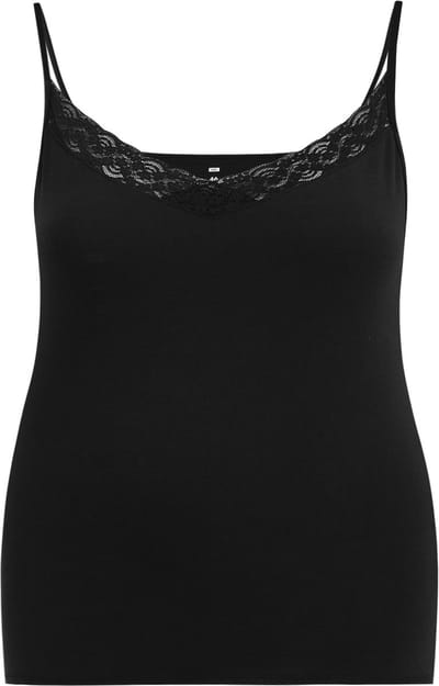 WE Fashion Dames singlet met kant - Curve