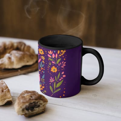 Magische Mok - Foto op Warmte Mokken - Koffiemok - Kever - Felgekleurd - Bloemen - Bladeren - Magic Mok - Beker - 350 ML - Theemok