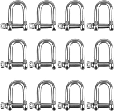 D-vormige RVS D-ring haak, M4 RVS beugel, D-haak voor stalen kabels en kettingen, 12 stuks voor diverse toepassingen
