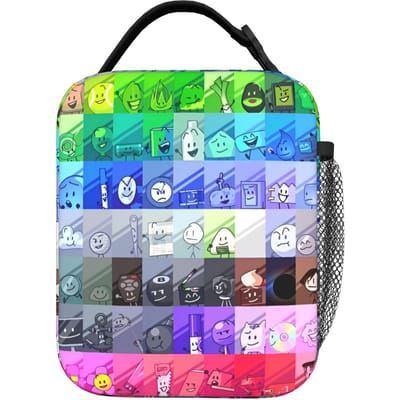 Sac à lunch isotherme BFDI Sac isotherme Réutilisable, Contenant à lunch Battle for Dream Island Boîte à lunch grande capacité Sac fourre-tout pour nourriture One Size
