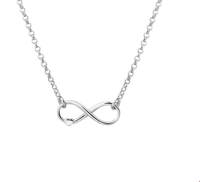 Zilver Gerhodineerde Collier infinity en hart 2 1320228