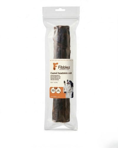 Fibblez – Kamelenkophuid Rol voor Honden 250g – 100% Natuurlijk – Gedroogde Hondensnack – Kauwproduct