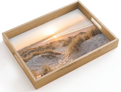 Dienblad hout 40x30 cm - Schootdienblad - Duinen - Strand - Zee - Borrelplank rechthoek - Plateau dienbladen