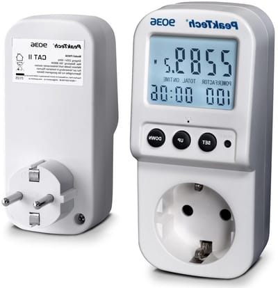 Energiekostenmeter - Stroommeter - Energieverbruik Meten - Niet-vluchtig Geheugen - 2 Inch LCD - Lichtgrijs