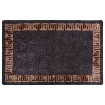 vidaXL - Vloerkleed - wasbaar - 80x150 - cm - zwart - en - goudkleurig