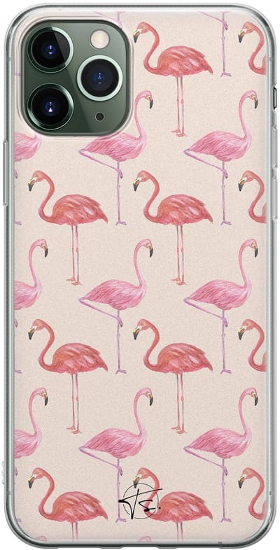 Hoesje geschikt voor iPhone 11 Pro - Flamingo - Soft Case - TPU - Print - Roze - Mooie Telefoonhoesjes
