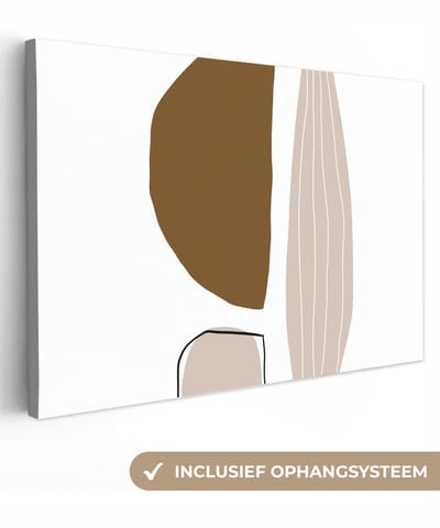 Canvas schilderij 30x20 cm - Wanddecoratie Abstract - Vormen - Line art - Muurdecoratie woonkamer - Slaapkamer decoratie - Kamer accessoires - Schilderijen op canvas