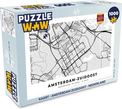Puzzel Kaart - Amsterdam-Zuidoost - Nederland - Legpuzzel - Puzzel 1000 stukjes volwassenen