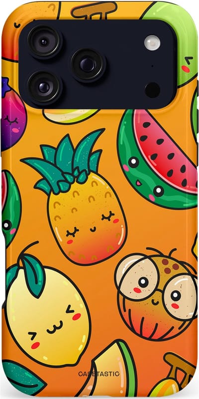 Casetastic hoesje geschikt voor Apple iPhone 17 Pro Max - MagSafe - Dubbellaagse bescherming - Fruitastisch - Fashion Case - Okergeel Oranje Bruin Groen