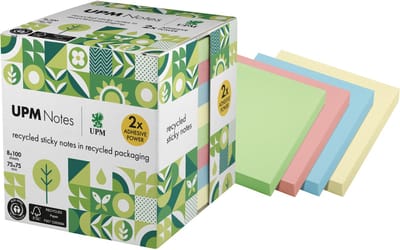 UPN sticky notes - formaat 75 x 75 mm - pastel kleuren - 8 memoblokken - IN-5654-88UR-8