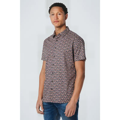 No Excess Shirt Short Sleeve Allover Printed Stretch Papaya Maat: M | Casual Overhemden Outlet | Heren