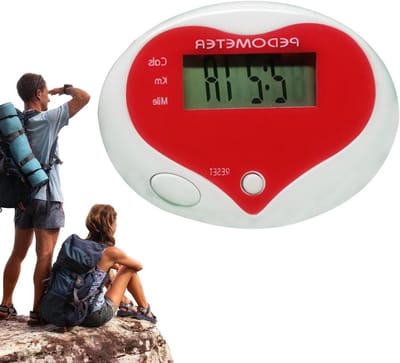 Stappenteller Hartvorm - Pedometer Clip - Activiteit Meten - Digitaal LCD Scherm - 6 x 5 x 2 cm - Rood