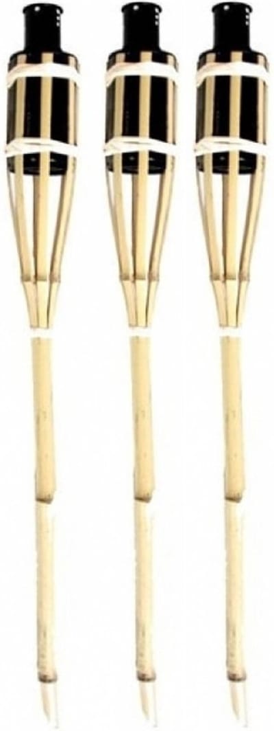 Tuinfakkels - 3 stuks - bamboe - met oliehouder - 60 cm - fakkels - tuinverlichting decoratie fakkels