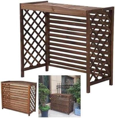 Afdekplaat Airco Unit - Scherm Warmtepomp - Tuin Decoratie - Massief Hout - 120x57x100cm - Houtkleur
